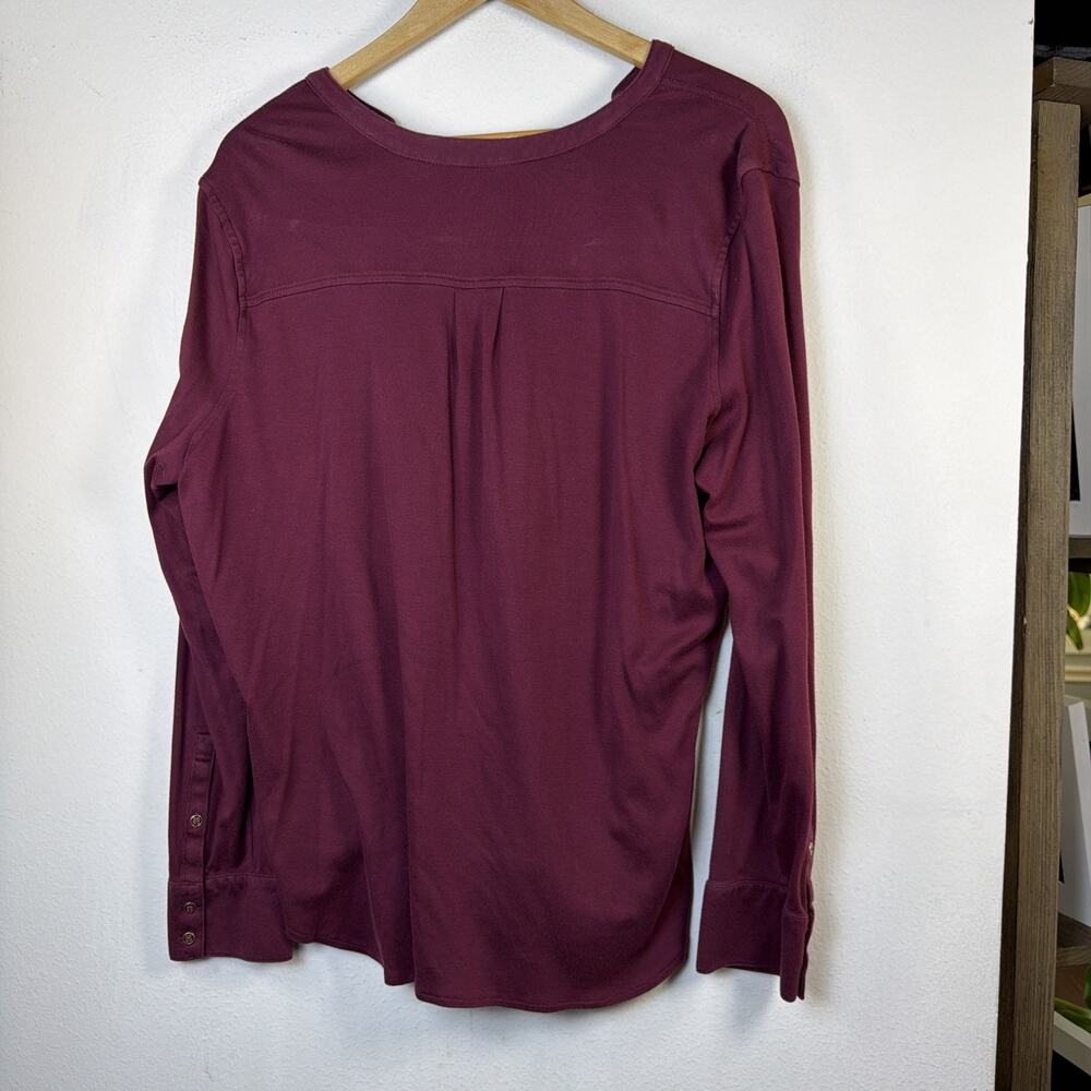 Lands End Womens 18 XL Maroon Long Sleeved Henley Shirt layering basic casual - Picture 6 of 9